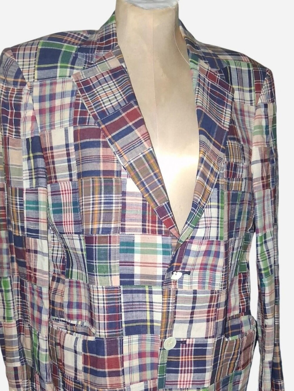 Vintage Unisex Multicolor Plaid Patchwork Blazer Sports Coat